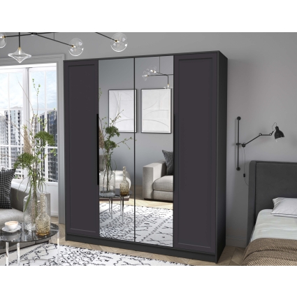 Шкаф распашной Тренд КТ-Ш4 (з) (Антрацит ЛДСП/ Пепел ЛМДФ) Ш1800 В2128 Г547